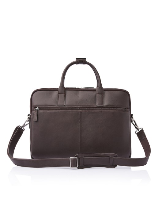 Castelijn & Beerens Laptoptas van leer met 15,6 inch laptopvak - achterkant 8 lichtbruin