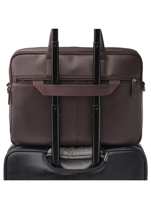 Castelijn & Beerens Laptoptas van leer met 15,6 inch laptopvak - detail 5 lichtbruin