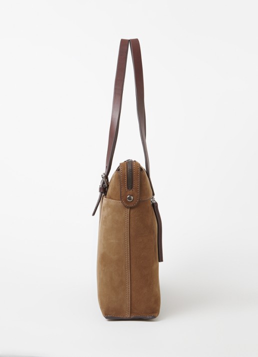 Castelijn & Beerens Nubuck schoudertas met 15,6 inch laptopvak - detail 3 zand