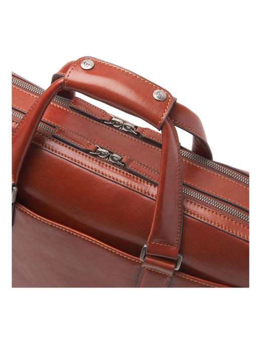 Castelijn & Beerens Paul businesstas van leer met 15,6 inch laptopvak - detail 4 cognac