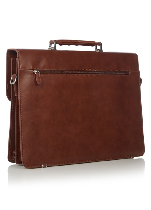 Castelijn & Beerens Realta businesstas van leer met 13.3 inch laptopvak - detail 2 cognac