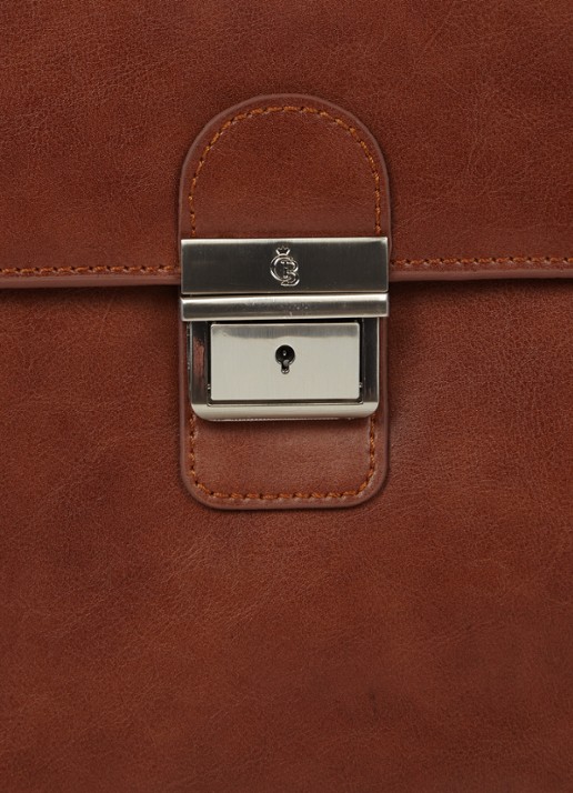 Castelijn & Beerens Realta businesstas van leer met 13.3 inch laptopvak - detail 4 cognac