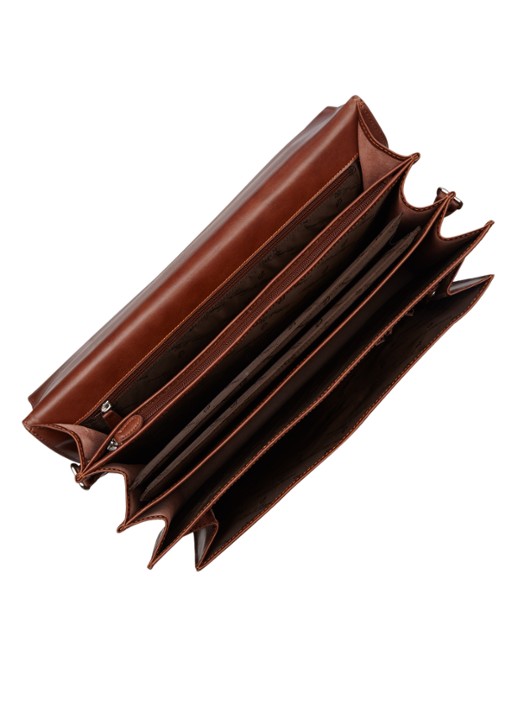 Castelijn & Beerens Realta businesstas van leer met 15,4 inch laptopvak - detail 4 cognac