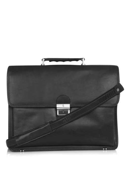 Castelijn & Beerens Realta businesstas van leer met 15,4 inch laptopvak - voorkant zwart