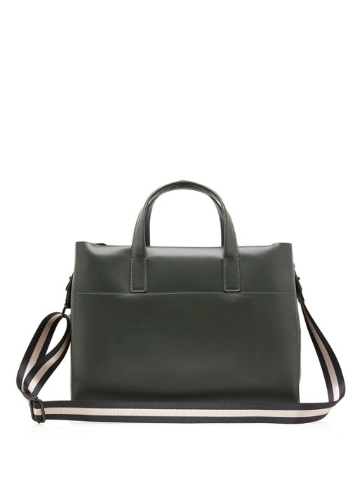Castelijn & Beerens Sofie businesstas van leer met 15,6 inch laptopvak - detail donkergroen