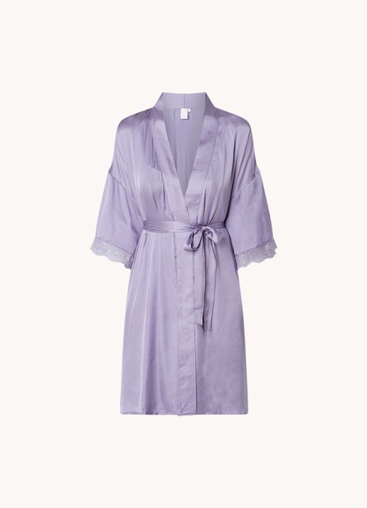 CCDK Copenhagen Jeanette kimono van satijn met kant - voorkant 3 lila