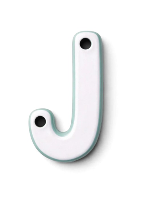 Ceramics by Romy Letter J hanger 10 cm - voorkant 2 geel