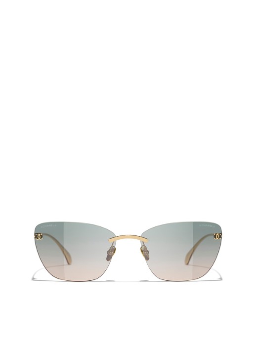CHANEL CAT EYE ZONNEBRIL - detail 2 goud