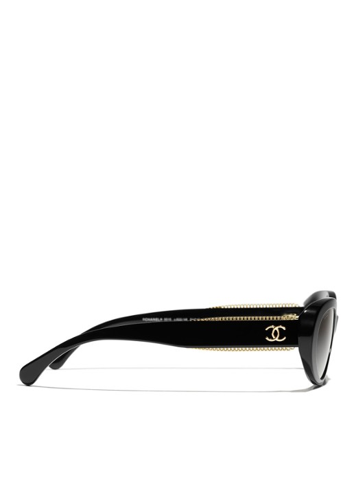 CHANEL OVALE ZONNEBRIL - detail 3 zwart