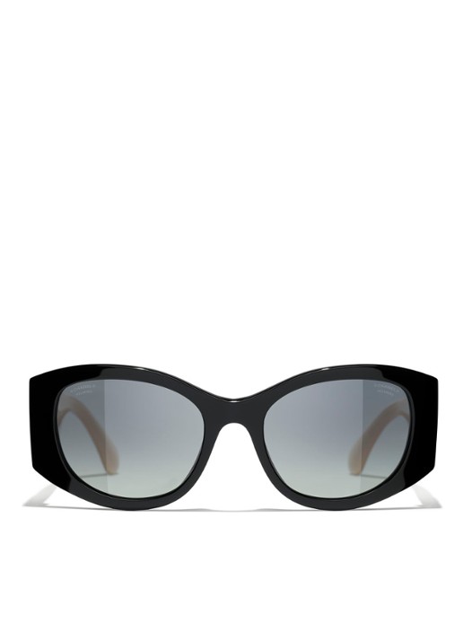 CHANEL OVALE ZONNEBRIL - voorkant 4 zwart