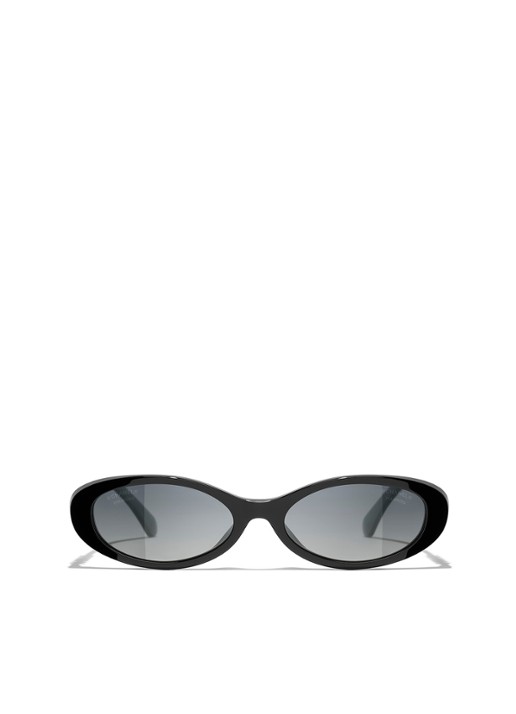 CHANEL OVALE ZONNEBRIL - detail 2 zwart