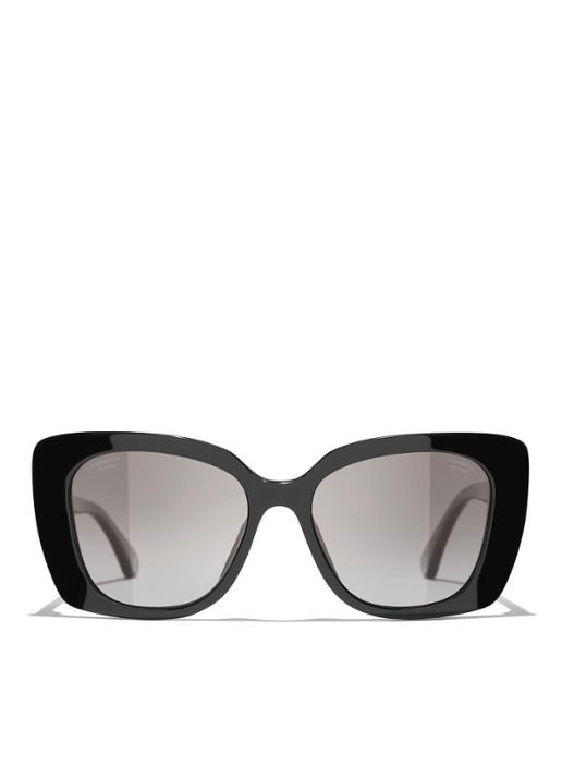 CHANEL RECHTHOEKIGE ZONNEBRIL - detail zwart