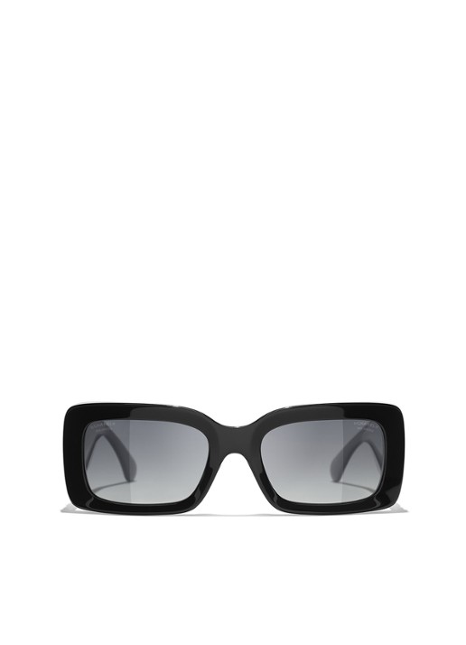 CHANEL RECHTHOEKIGE ZONNEBRIL - detail zwart