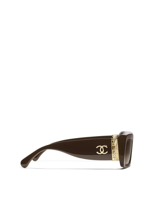CHANEL RECHTHOEKIGE ZONNEBRIL - detail 2 bruin