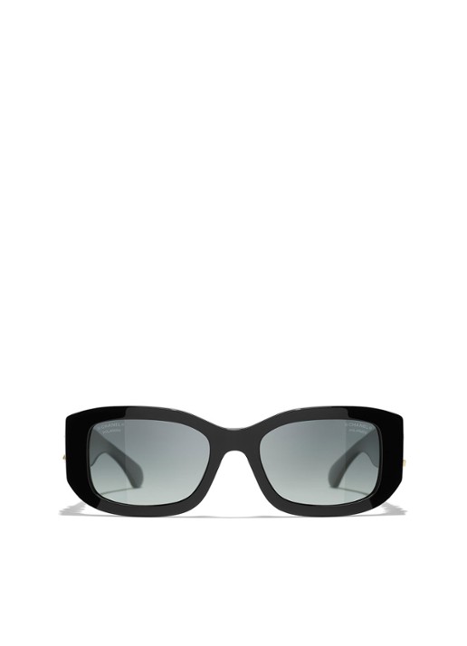 CHANEL RECHTHOEKIGE ZONNEBRIL - detail 2 zwart