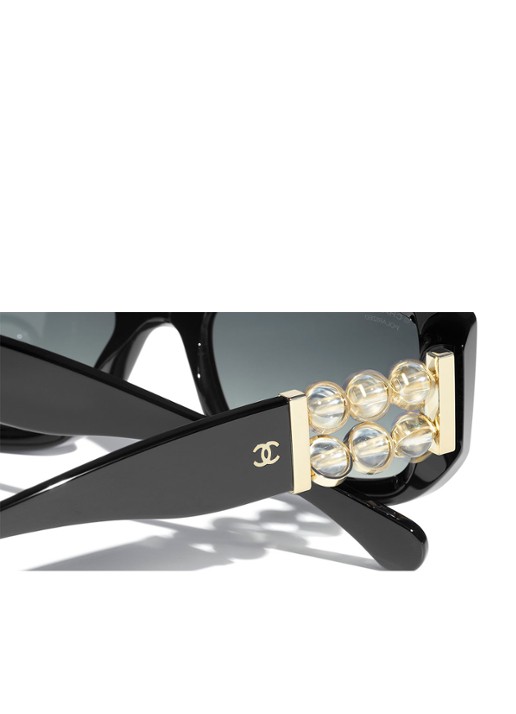 CHANEL RECHTHOEKIGE ZONNEBRIL - detail 4 zwart