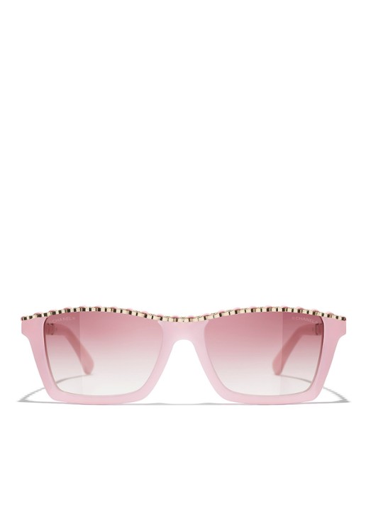CHANEL RECHTHOEKIGE ZONNEBRIL - detail 2 roze