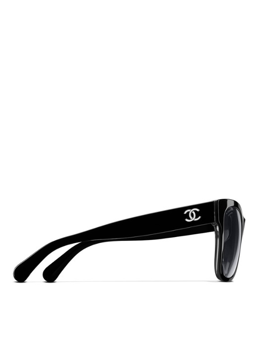 CHANEL VIERKANTE ZONNEBRIL - detail 2 zwart