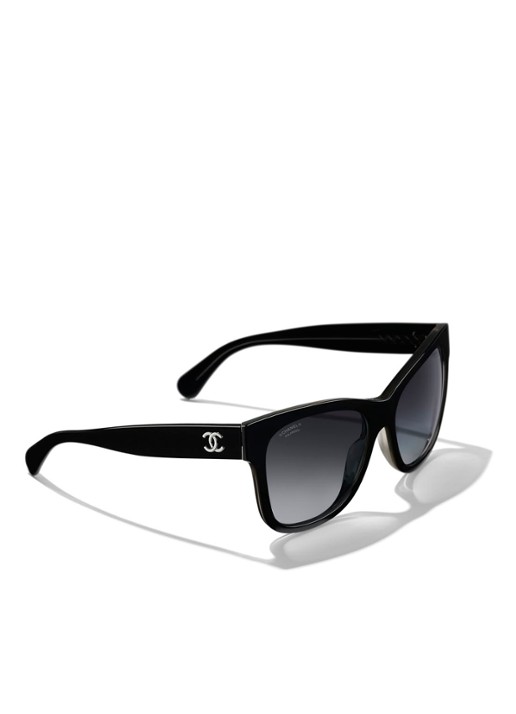 CHANEL VIERKANTE ZONNEBRIL - detail 3 zwart