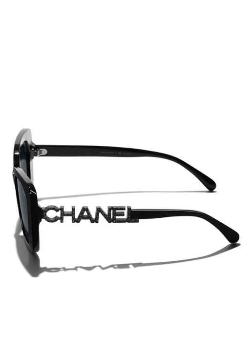 CHANEL VIERKANTE ZONNEBRIL - detail 3 zwart