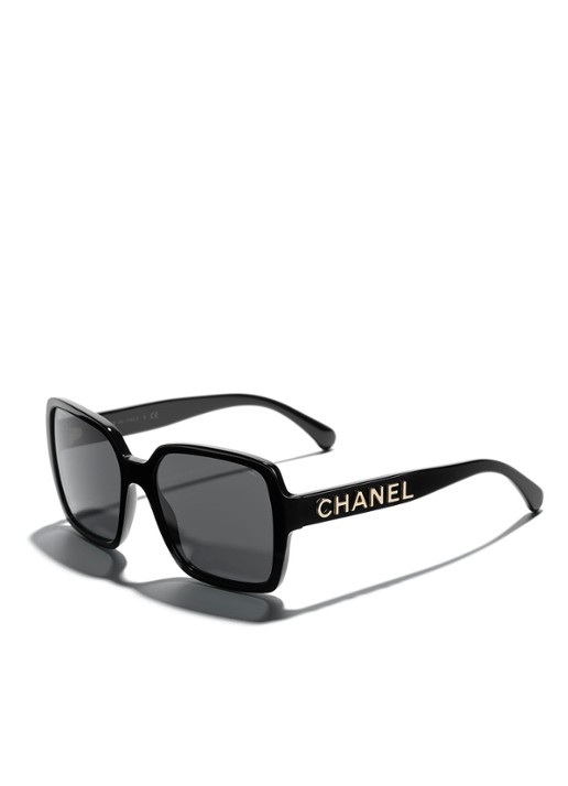 CHANEL VIERKANTE ZONNEBRIL - detail 3 zwart