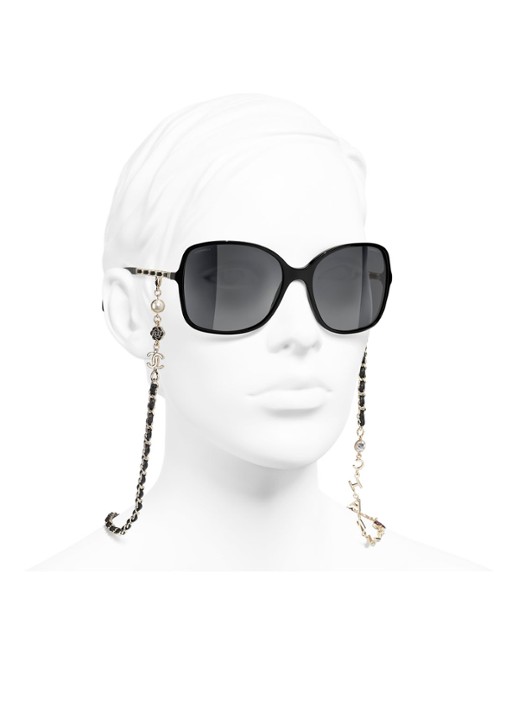 CHANEL VIERKANTE ZONNEBRIL - detail 5 zwart