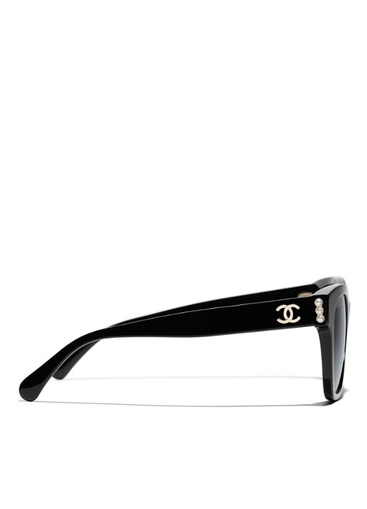 CHANEL VIERKANTE ZONNEBRIL - detail 2 zwart