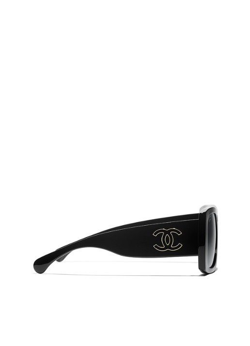CHANEL VIERKANTE ZONNEBRIL - detail 3 zwart