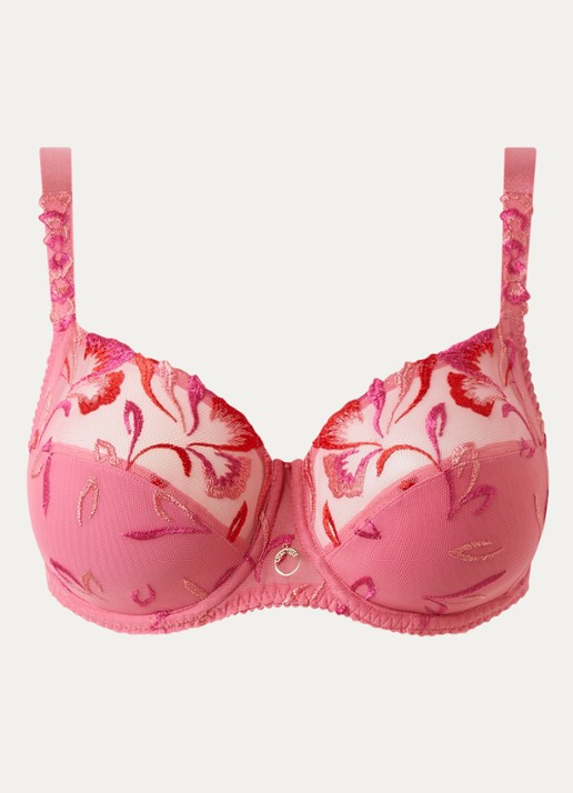 Chantelle Amazone beugel bh van mesh met borduring - voorkant neonroze