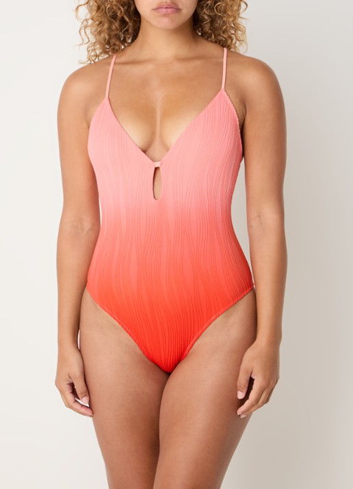 Chantelle Badpak met gekruiste banden  - detail 4 koraalrood