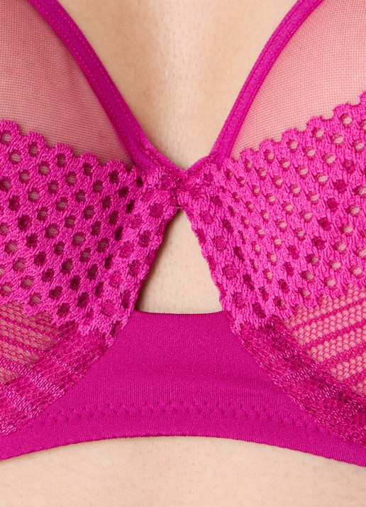 Chantelle Beugel bh met kant en mesh - detail 2 donkerroze