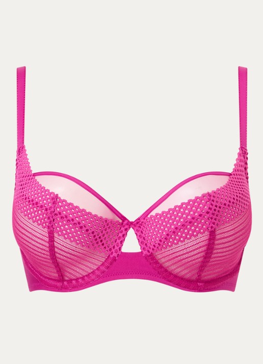 Chantelle Beugel bh met kant en mesh - voorkant 3 donkerroze