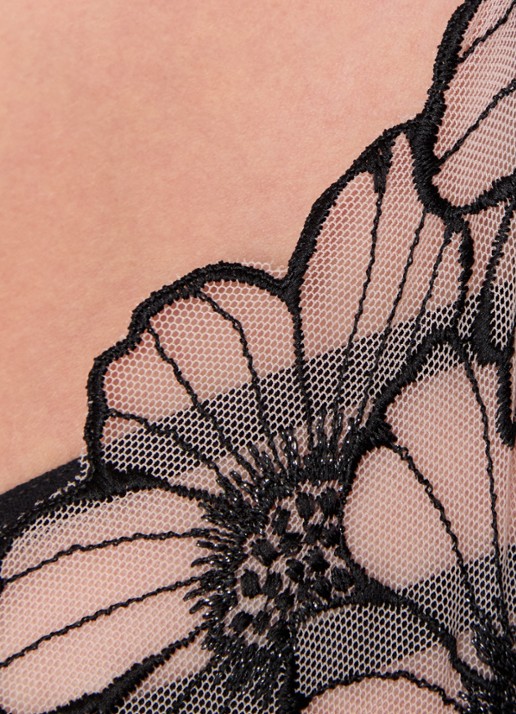 Chantelle Beugel bh van mesh met bloemborduring - detail 2 zwart