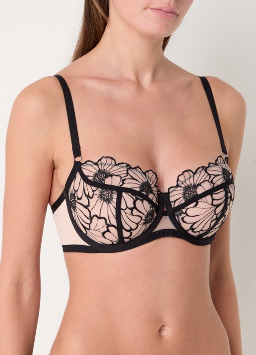 Chantelle Beugel bh van mesh met bloemborduring - detail 3 creme