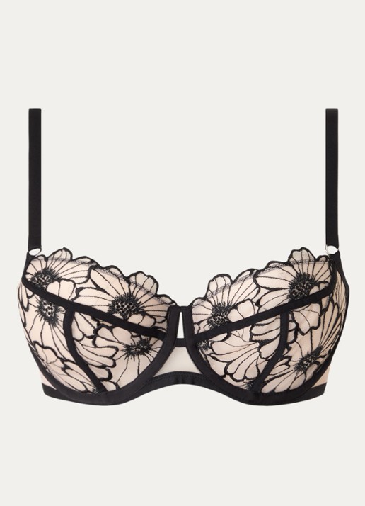 Chantelle Beugel bh van mesh met bloemborduring - voorkant creme