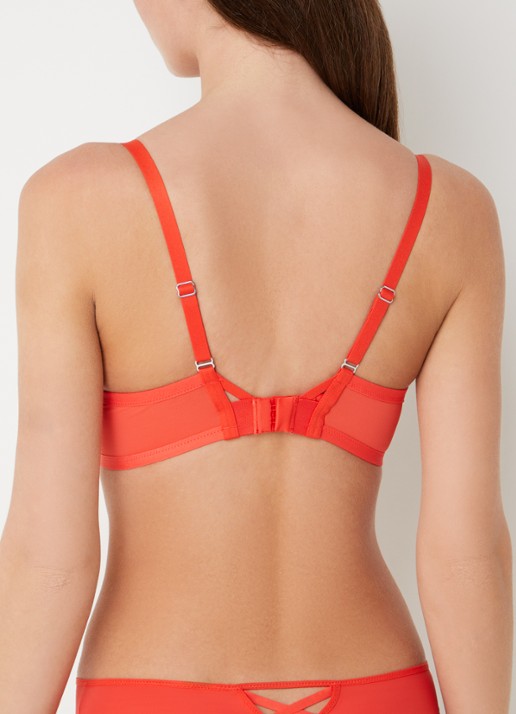 Chantelle Beugel bh van mesh met bloemborduring - achterkant 5 koraalrood