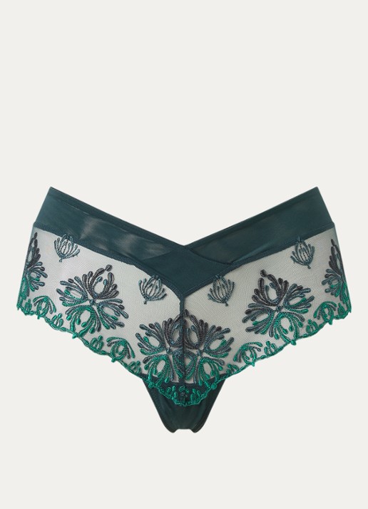 Chantelle Champs Elysees shorty van kant - voorkant 3 donkergroen
