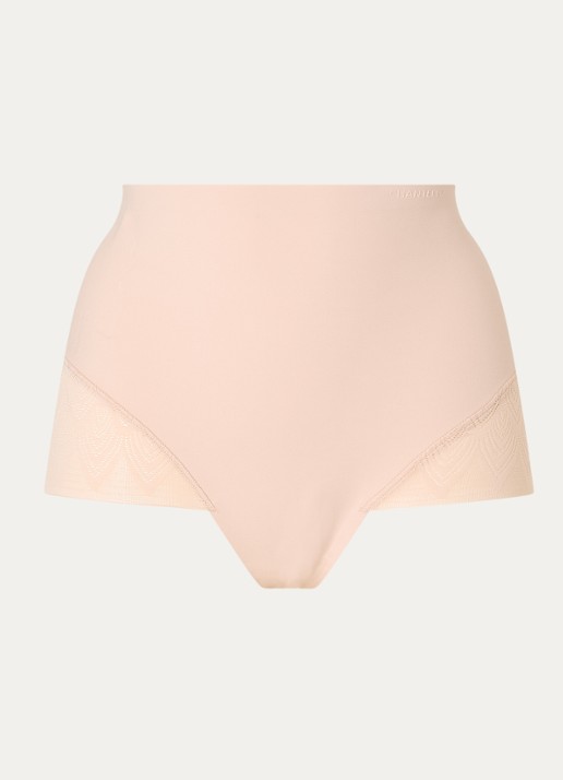 Chantelle Corrigerende high waisted slip met kant - voorkant beige