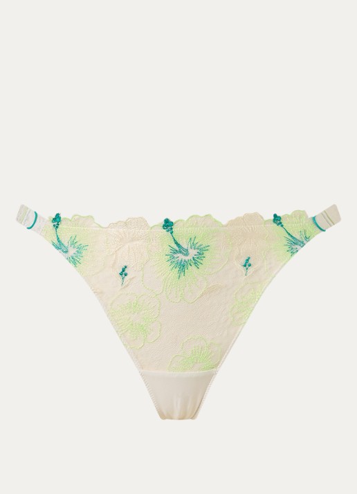 Chantelle Daydream tanga van mesh met borduring - voorkant 4 lime