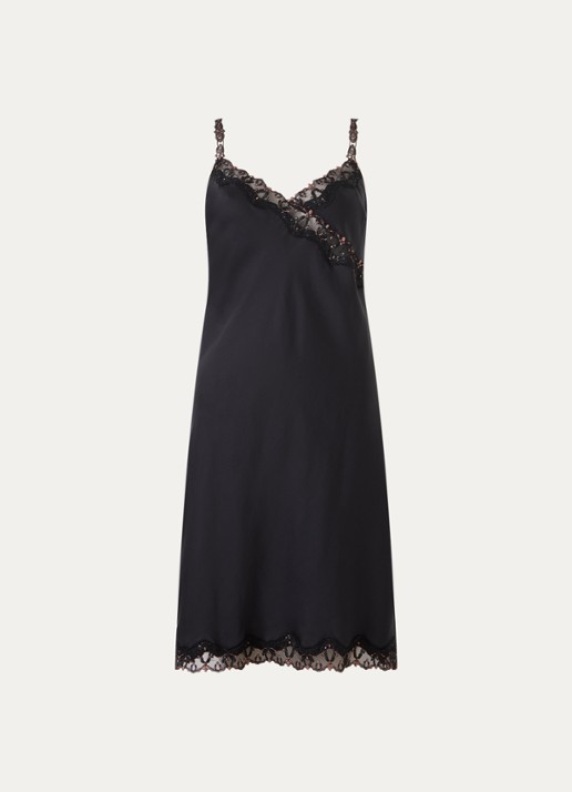 Chantelle Delige slipdress met lurex - voorkant zwart