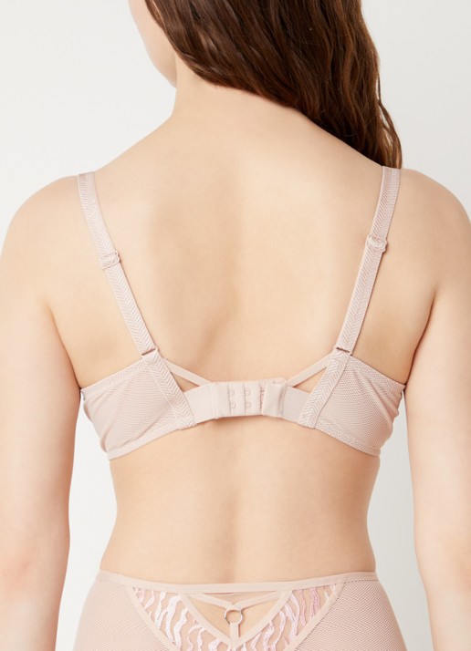 Chantelle Electra beugel bh van mesh met borduring - achterkant 3 oudroze