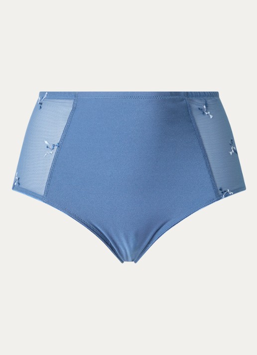 Chantelle Every Curve high waisted slip met borduring - voorkant 2 staalblauw