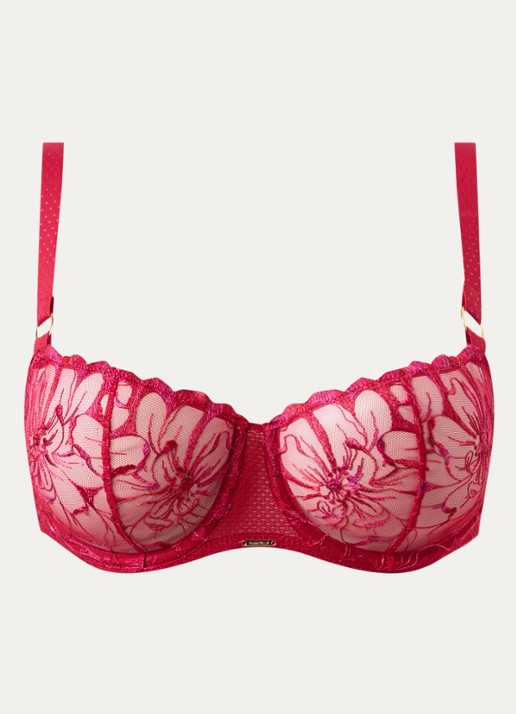 Chantelle Fleurs balconette bh van kant - voorkant 3 rood
