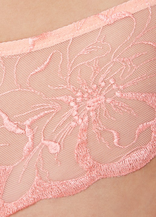 Chantelle Fleurs shorty van mesh met borduring - detail 4 perzikroze