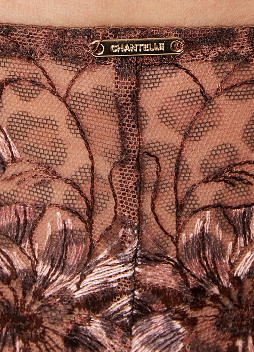 Chantelle Fleurs shorty van mesh met borduring - detail 4 donkerbruin