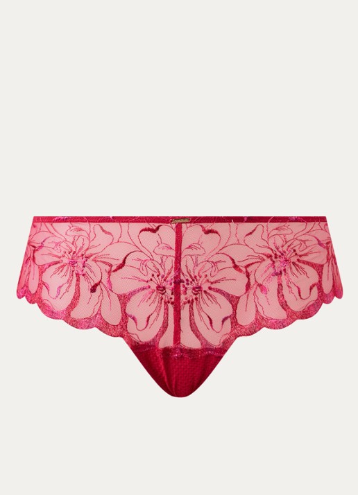 Chantelle Fleurs shorty van mesh met borduring - voorkant 4 rood