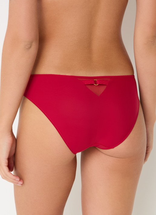 Chantelle Fleurs slip van mesh met borduring en lurex - achterkant rood