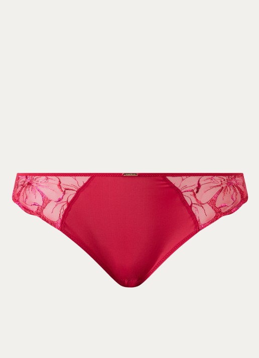 Chantelle Fleurs slip van mesh met borduring en lurex - voorkant 2 rood