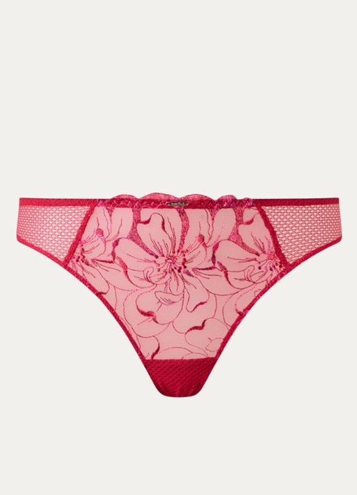Chantelle Fleurs tanga van kant - voorkant 3 rood