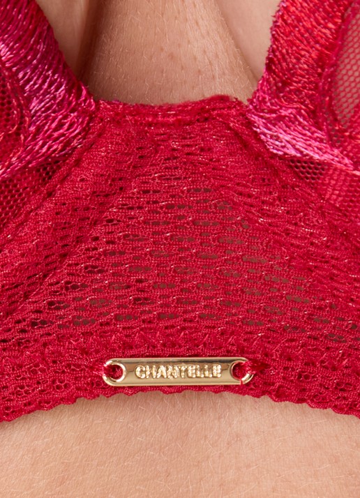 Chantelle Fleurs voorgevormde plunge bh met borduring - detail 2 rood
